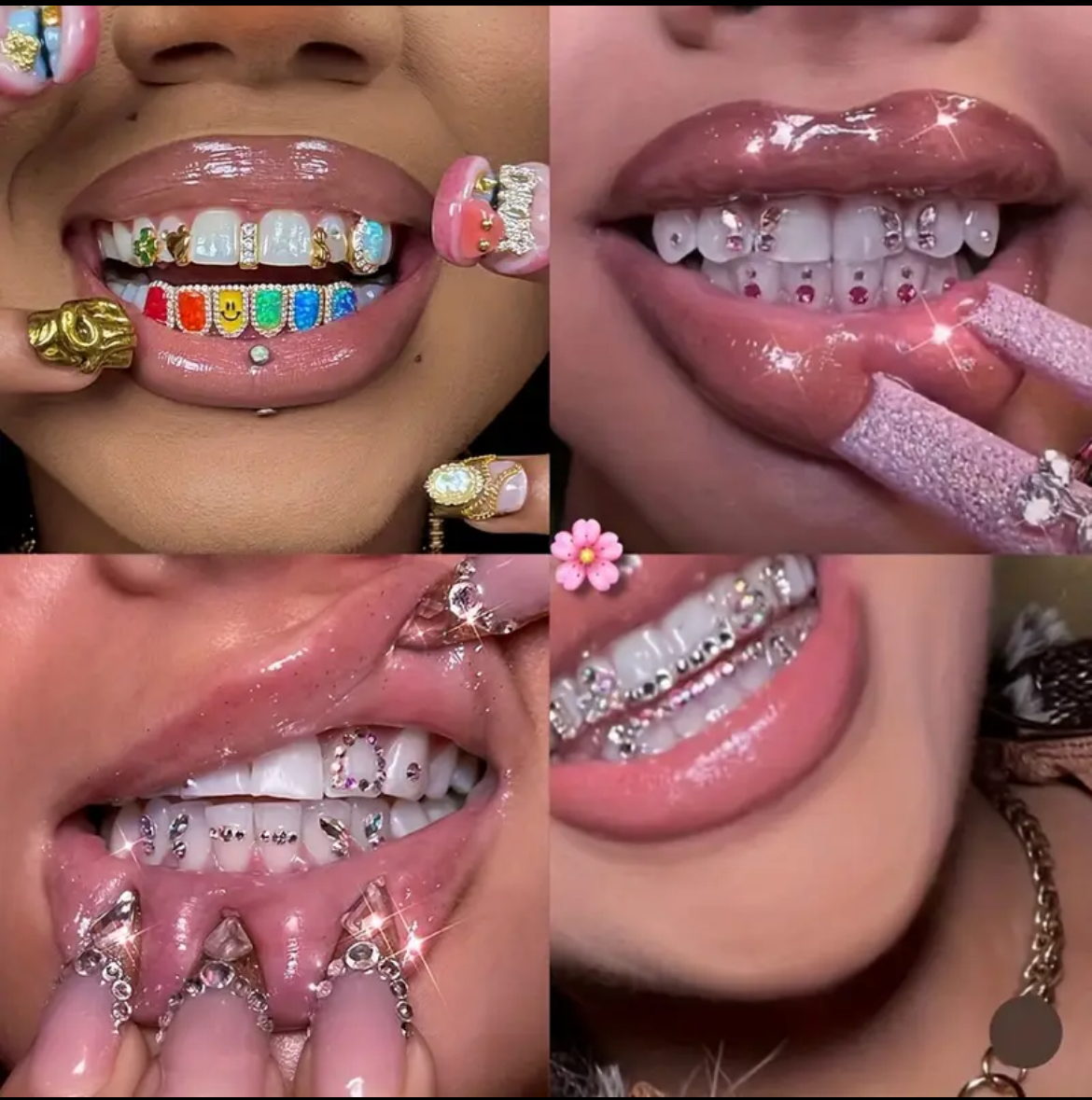 47pcs Colorful Butterfly Round Tooth Decorations